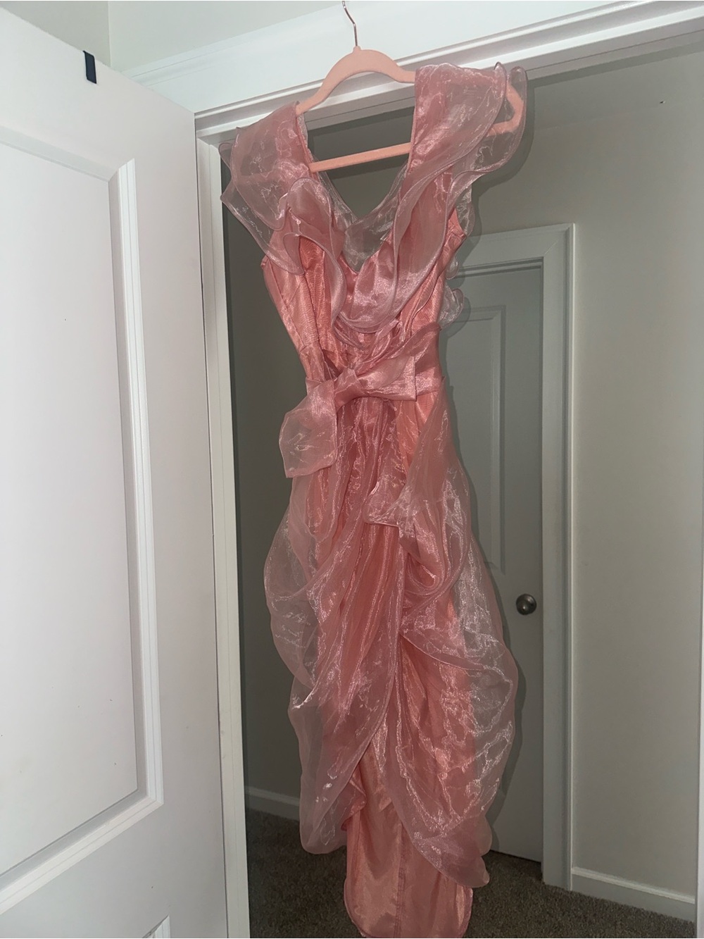 Pink Ruffled Organza Statement Dress